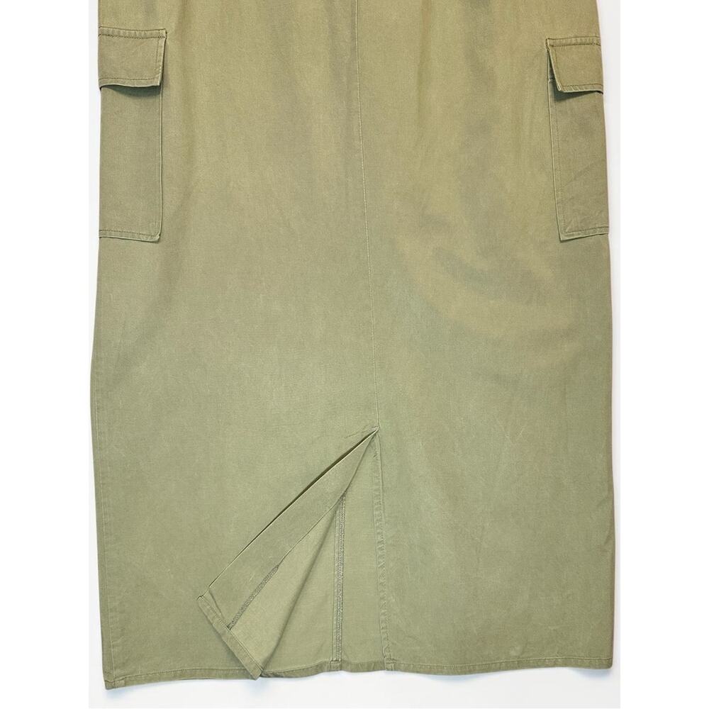 Nasty Gal Cargo Maxi Skirt Olive Green Twill High Waist Utility Size 10 - Picture 11 of 12